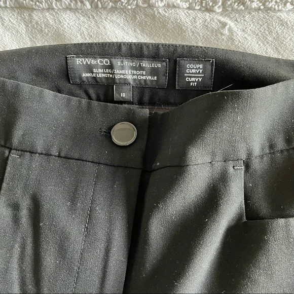 RW&CO Ankle Cropped Dress Pant Bottom Suiting Slim Leg Pockets Size 10 - Picture 4 of 9